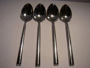 4 PC CRATE AND BARREL Cambridge OONA Soup Spoons Used Stainless Flatware - Picture 1 of 4