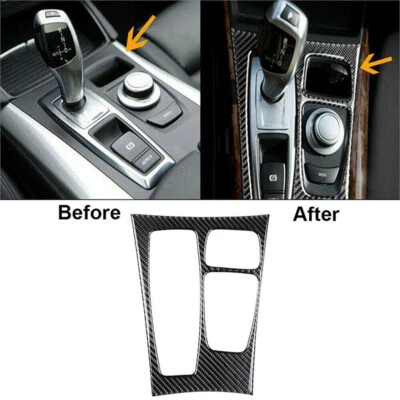Carbon Fiber Gear Shift Box Panel Cover Trim Decor Fit For BMW X5 E70 2008-2013 - Imagem 1 de 4