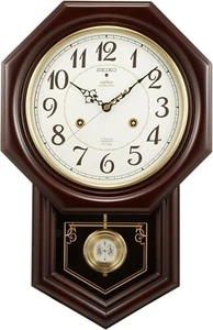 Seiko Clock Nostalgic Wall Pendulum Clock Brown RQ205B Seiko Clock - Picture 1 of 5
