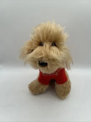 Sandy Plush Dog From Annie By Knickerbocker  1982 12” Tall w/ Red Shirt Stuffed - Image 1 of 4