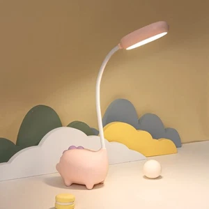 Dinosaur Desk Lamp Unique LED Night Light for Kids, Cute Pink Lamp Kawaii Des... - Picture 1 of 7