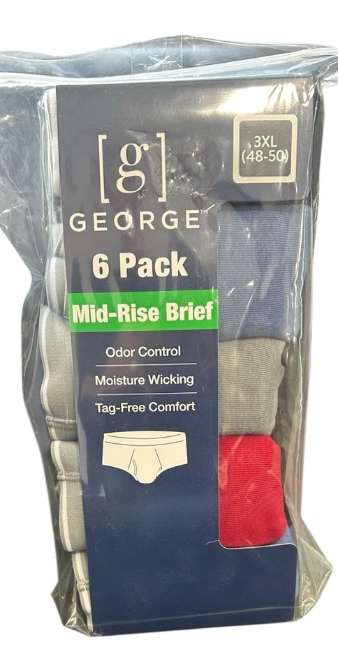 George Mens 6 Pack Multi Color Brief Underwear Size 3XL