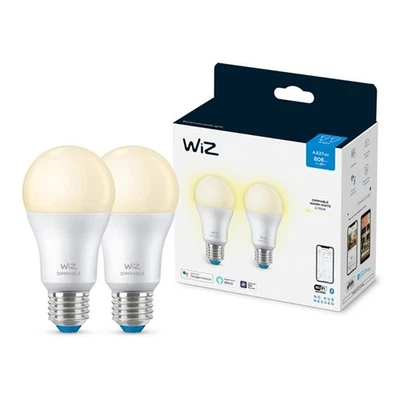 2 x WiZ Smart LED A60 Birnen 8W = 60W E27 matt 806lm warmweiß 2700K dimmbar WiFi - Bild 1 von 4