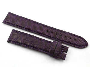 Dark Purple Crocodile Leather Strap 18/16mm Watch Accessories Made In Italy New - Picture 1 of 4