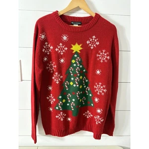 Blitzen & Company Weihnachtsbaum Pullover Medium Urlaub festlich rot Acryl - Bild 1 von 8