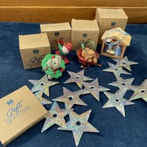 Avon Gift Collection Ornaments Puppy Elf Mouse Nativity plus Light Covers - Picture 1 of 10