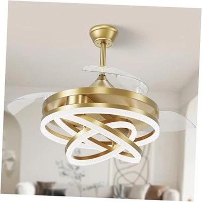 42 Inch Retractable Ceiling Fan, Chandelier Ceiling Fans with Lights, Gold - Image 1 of 4
