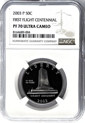 2003 P First Flight Centennial Commemorative Proof Half Dollar 50C NGC PF70 - Image 1 of 2