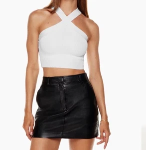 Aritzia Babaton Sculpt Knit Criss Cross Cropped Tanktop weiß Damen Gr. Small - Bild 1 von 9