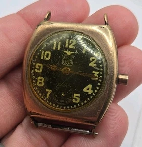 20er Jahre Elgin Pershing 3/0er Jahre vergoldete Militäruhr für Reparaturen 34mm - Bild 1 von 11