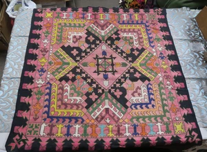 Antique Central Asian or Swat Valley Handmade Embroidered Suzani Cloth 32"x31" - Picture 1 of 12