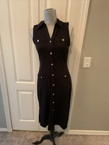 Michael Kors Damen Kleid Schwarz Gold Knöpfe Größe M - Bild 1 von 7