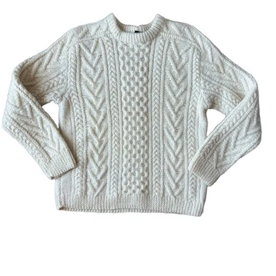 Vintage Gaeltarra Wool Sweater Sz 40 Ivory Aran Knit CableKnit Irish Fisherman - Image 1 of 4
