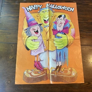 Large Vintage Troll 1981 Halloween Poster Witch Dracula Frankenstein - Picture 1 of 5