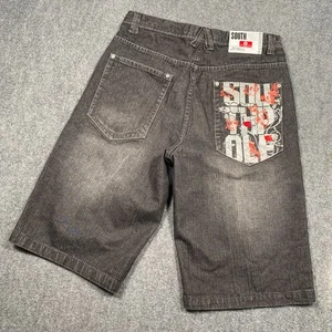 Pantalones Cortos De Colección Y2K SouthPole Denim Para Hombre Talla 36 Negros Sueltos Bordados Patinador - Imagen 1 de 9