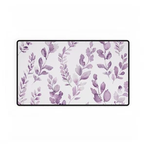 Lavender Floral Desk Mat – Watercolor Purple Botanical Pattern Mouse Pad - Picture 1 of 13