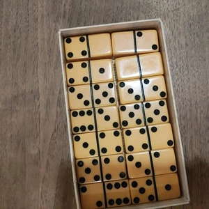 Puremco No. 816 Super Thick Jumbo Size Marblelike Ivory Dominoes Vintage - Picture 1 of 12