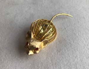 Vintage Brosche Maus goldfarben Anstecknadel - Bild 1 von 5