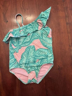 Vineyard Vines Hibiscus One-shoulder Ruffle One Piece Bathing Suit 6-12M - Image 1 of 3