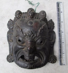 MAGNIFICENT Old Tibet Tibetan Wood Shaman Exorcism Mask Yama God of Death - Afbeelding 1 van 2