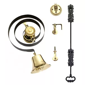 Victorian Butlers Bell Kit c/w Black Cast Iron Pull, Rope Brass Bell & Pulleys - Picture 1 of 1