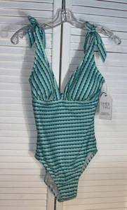 Costume da bagno verde bianco donna taglia small nuovo estivo swin - Foto 1 di 8