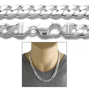 Collar de cadena de acera cubana sólida plata esterlina 925 para hombre 9 mm (calibre 250) - Imagen 1 de 3