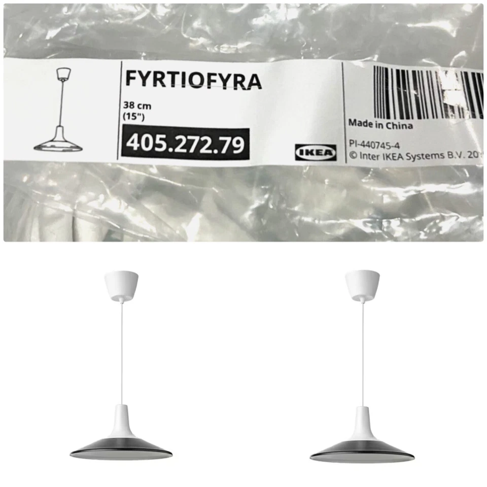 Juego de 2 Lámparas Colgantes Ikea FYRTIOFYRA, Blanco/Negro, 15" NUEVA 405.272.79 Foto 1 de 1