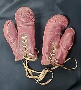 Boxing Gloves Trusport Yale 1180 Vtg. Leather Fighting Match Ring Memorabilia - Picture 1 of 9