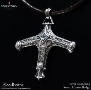 Bloodborne Silver Sword Hunter Badge Pendant - Handcrafted Gothic Necklace - Picture 1 of 4