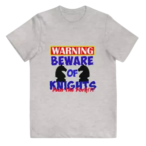 Chess T-Shirts Youth Unisex Short Sleeve "Beware of Knights" Design - Picture 1 of 6