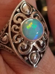 KUNSTGEFERTIGTER ÄTHIOPISCHER WELO OPAL 0,830 CT RING IN STERLINGSILBER, GRÖSSE 7 - Bild 1 von 12