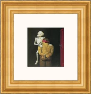 Fernando Botero Man With Skeleton Custom Framed Print  - Picture 1 of 2