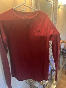 American Eagle Thermal Long Sleeve Crew Neck Must-Have Tee Logo T-Shirt - Picture 1 of 4