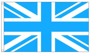 SKY BLUE and WHITE UNION JACK FLAG 5’ x 3’ Football Team Sport Manchester - Picture 1 of 1