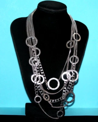 Raro Collar Pianegonda Esterlina Graduado 5 Hilos Estilo Babero 16.5" [084GCM] Foto 1 de 4