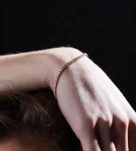 Women's Tennis Bracelet 3.20CT Round Lab Grown Diamond For New Year 10k Gold - Picture 1 of 16