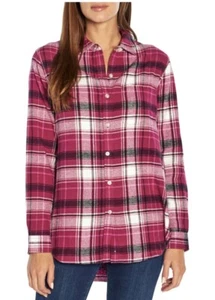 New Women's Gap Flannel Boyfriend Shirt Pink Size Medium - Picture 1 of 10