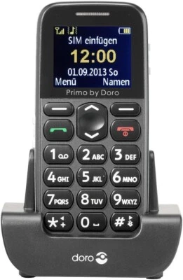 Doro Primo 215 Grau Seniorenhandy Großtasten-Mobiltelefon SOS TASTE Ladeschale