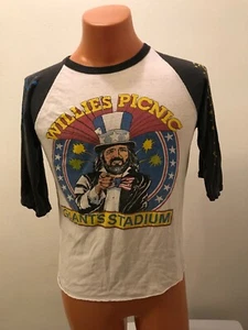 Vintage Willie Nelson's Picnic at Giant's Stadium Double Sided Raglan T-Shirt - Picture 1 of 8