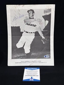 BOB FELLER INDIANS SIGNED AUTOGRAPH PAPER MAGAZINE CUT BECKETT BAS COA D25399 - Picture 1 of 7