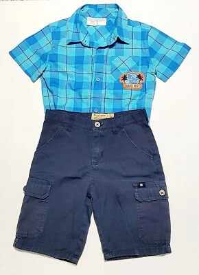 Conjunto de camisa y shorts cargo, azul para niño, talla 4T Foto 1 de 4