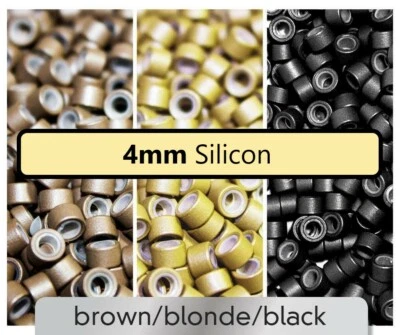  4mm SILICONE lined MICRO RINGS BEADS Loop Link BEADS Tips for hair *WHOLESALE** - Image 1 of 4