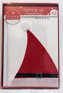 12 tarjetas y sobres de Santa Claus sombrero A2 de Coming Up Christmas - Imagen 1 de 3
