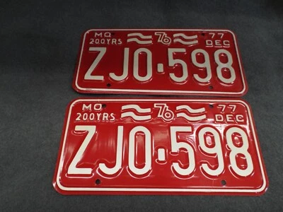 Nuevo de Lote Antiguo 1977 Missouri matrículas ZJ0-598 Ford Chevrolet Dodge AMC Pontiac Buick Foto 1 de 4