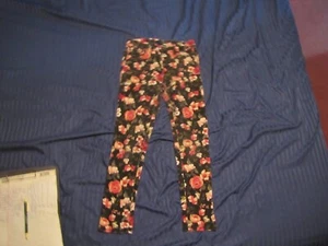 VTG KIDS GIRLS JORDACHE JEGGINGS BLACK FLORAL SZ 10-12 L USED - Picture 1 of 9