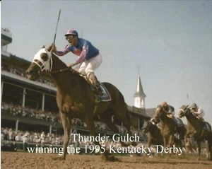 1995 - THUNDER GULCH winning the Kentucky Derby - Color Close Up - 10" x 8" #2 - Picture 1 of 1