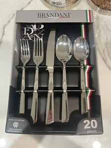Brandani Oblique Hotel Collection Steel 20 Pc Flatware Set. Made In Italy! - Picture 1 of 8