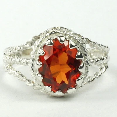 Created Padparadsha Sapphire, 925 Sterling Silver Ladies Ring, SR070 - Image 1 of 4