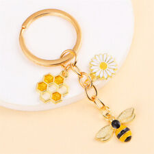 Trending Cute Metal Enamel Bee Honey Daisy Flower Charms Keyrings Keychains _cu